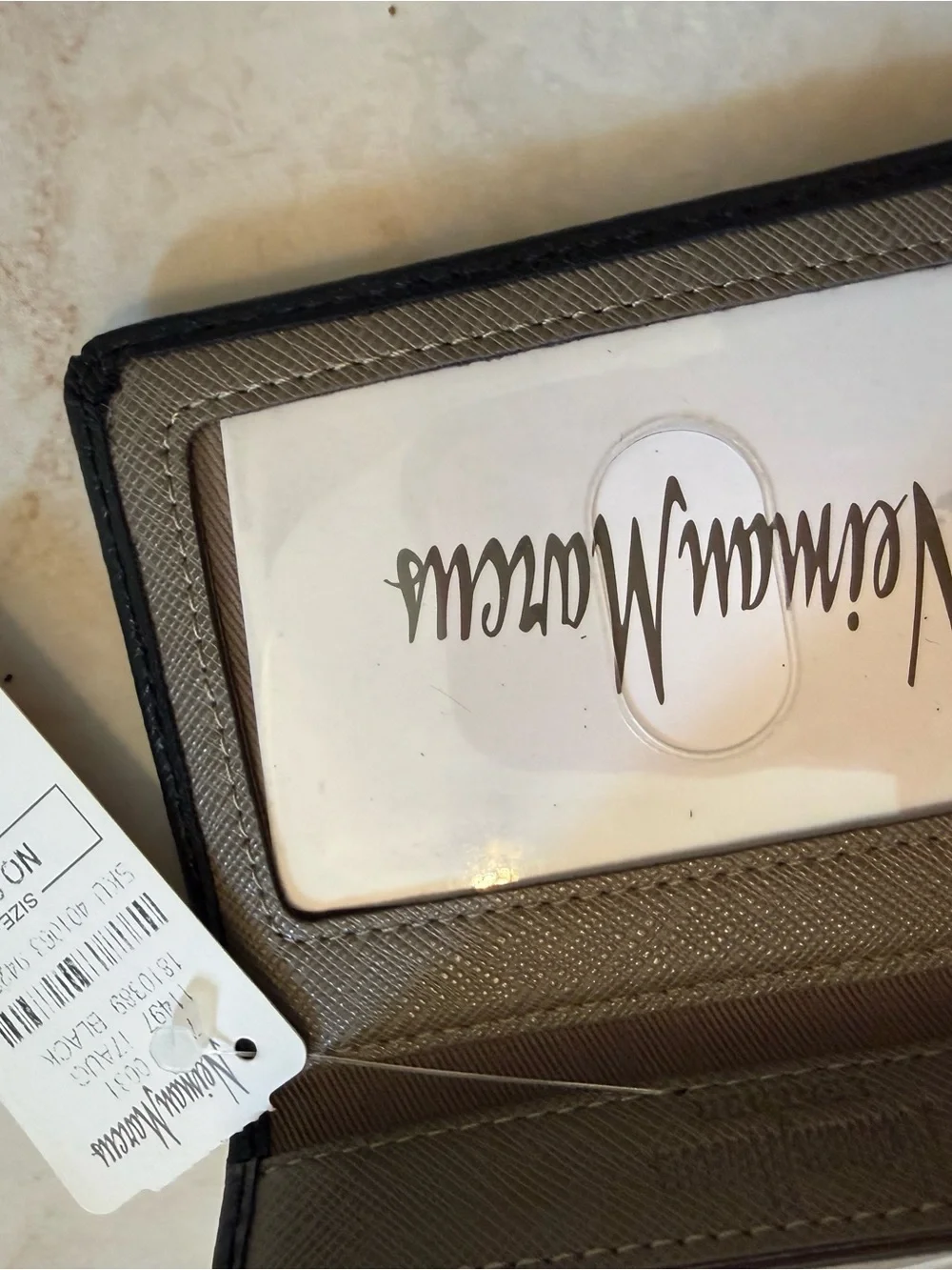 Neiman Marcus Black Leather Card & Key Holder